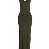 Jessica Long Dress in Moss Green