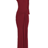 Tiana Twisted Long Burgundy Dress