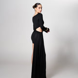 Tyla with Sleeves Mini Black Dress