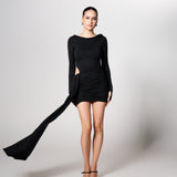 Sahara with Sleeves Mini Black Dress