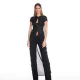 Gia Ruched Black Maxi Top/Dress