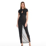 Gia Ruched Black Maxi Dress