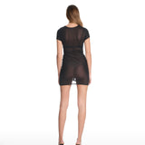 Gia Ruched Black Mini Dress
