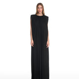 Nina Ruched Black Long Dress