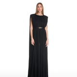 Nina Ruched Black Long Dress