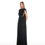 Nina Ruched Black Long Dress