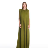 Nina Ruched Pistachio Long Dress