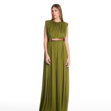 Nina Ruched Pistachio Long Dress