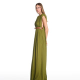 Nina Ruched Pistachio Long Dress