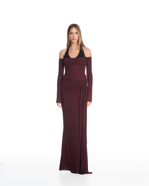 Saige Knit Plum Long Dress
