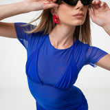 Teonie Mini Mesh Royal Blue Dress