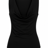 Second Skin Black Draped Top