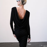 Adelina Draped Black Dress