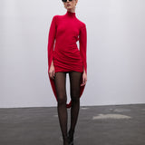 Luna Drape Sleeve Red Dress