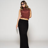 Silk Soft Black Foldover Skirt