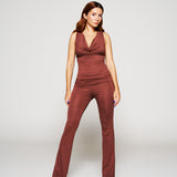 Silk Soft Brown Foldover Pants