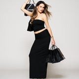 Second Skin Black Foldover Skirt