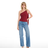 Sumi One Shoulder Burgundy Top