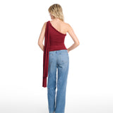 Sumi One Shoulder Burgundy Top