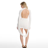 Luna Drape Sleeve White Dress