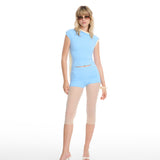 Micro Baby Blue Foldover Shorts