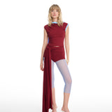 Tina Draped Mini Burgundy Shorts