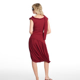 Jisoo Draped Burgundy Skirt
