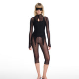 Momo Black Mesh Capri Pants