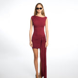 Tina Draped Mini Burgundy Dress