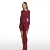 Tina Long-Sleeves Burgundy Mini Dress