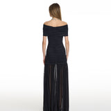 Selina Long Mesh Black Dress