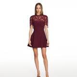 Nova Burgundy Lace Mini Dress