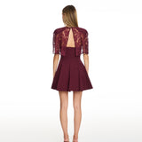 Nova Burgundy Lace Mini Dress