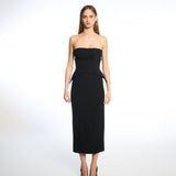 Vain Midi Cinched Black Dress