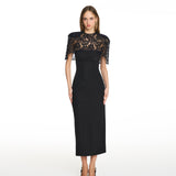 Margot Black Lace Midi Dress