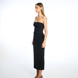 Vain Midi Cinched Black Dress