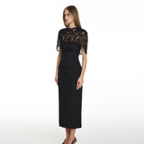 Envy Lace Cinched Black Midi Dress