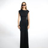 Tiana Twisted Long Black Dress