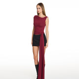 Tina Draped Burgundy Top
