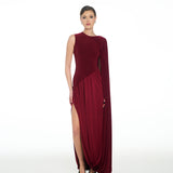 Valentina Draped Burgundy Dress