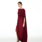 Valentina Draped Burgundy Dress