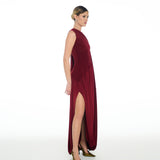 Valentina Draped Burgundy Dress