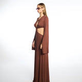 Sunset Cut-Out Brown Maxi Dress