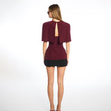 Scarlet Burgundy Cape Top