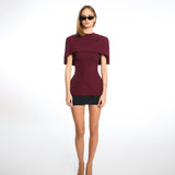 Scarlet Burgundy Cape Top