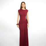 Tiana Twisted Long Burgundy Dress