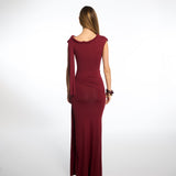 Tiana Twisted Long Burgundy Dress