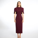 Margot Burgundy Midi Cape Dress