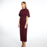 Margot Burgundy Midi Cape Dress