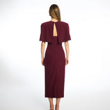 Margot Burgundy Midi Cape Dress